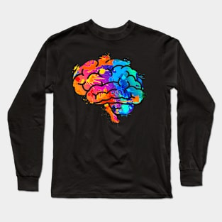 Brain Watercolor Brain Awareness Squad Long Sleeve T-Shirt